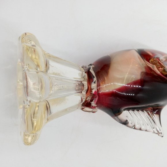 Large Venetian Glass Rooster Cranberry Red Clear Italian Murano Chicken 14 Inch - Picture 14 of 15